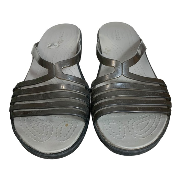 Crocs Iconic Comfort Isabella mini-wedge Black /  Smoke slide sandals size 10 - Picture 4 of 10